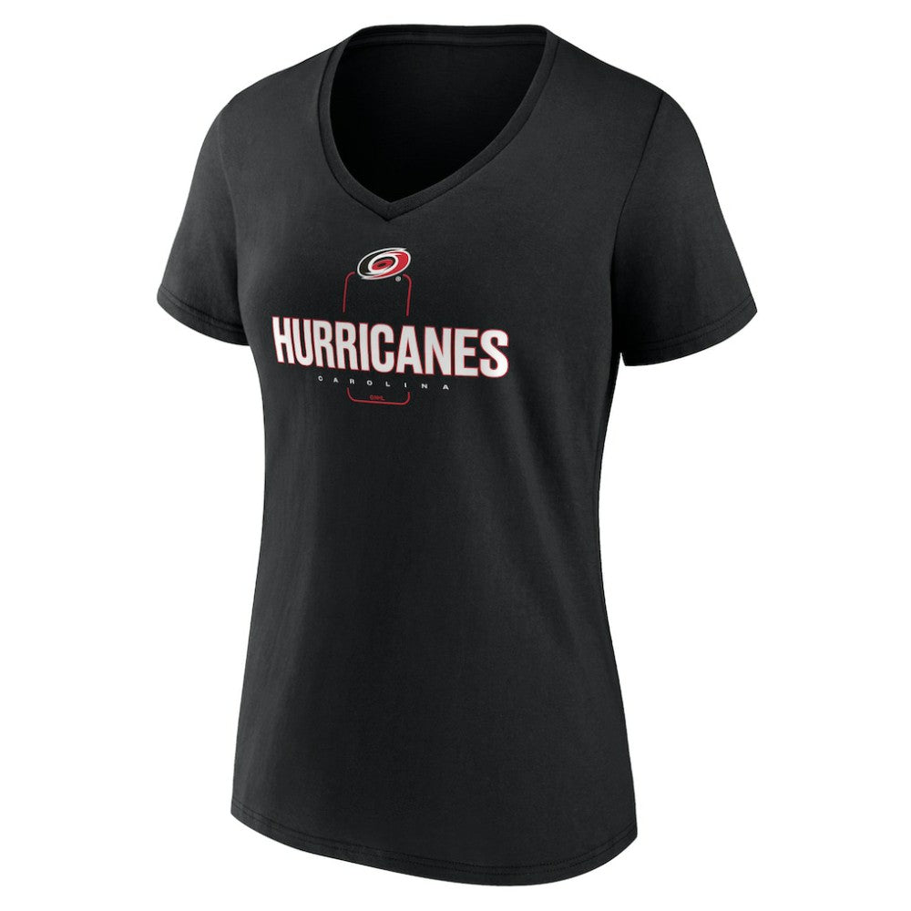 Carolina Hurricanes Women's Personalized Name & Number Midfielder V-Neck T-Shirt Black