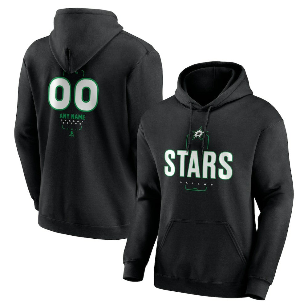 Dallas Stars Personalized Name & Number Midfielder Pullover Hoodie Black