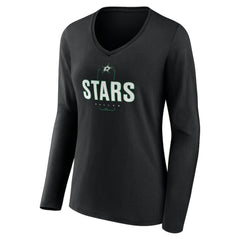 Dallas Stars Women's Personalized Name & Number Midfielder Long Sleeve V-Neck T-Shirt Black