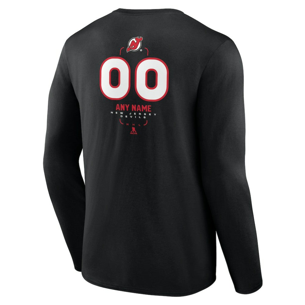 New Jersey Devils Personalized Name & Number Midfielder Long Sleeve T-Shirt Black