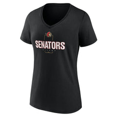 Ottawa Senators Women's Personalized Name & Number Midfielder V-Neck T-Shirt Black