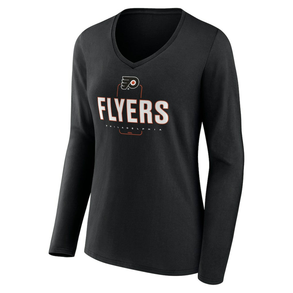 Philadelphia Flyers Women's Personalized Name & Number Midfielder Long Sleeve V-Neck T-Shirt Black