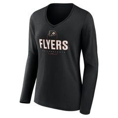 Philadelphia Flyers Women's Personalized Name & Number Midfielder Long Sleeve V-Neck T-Shirt Black