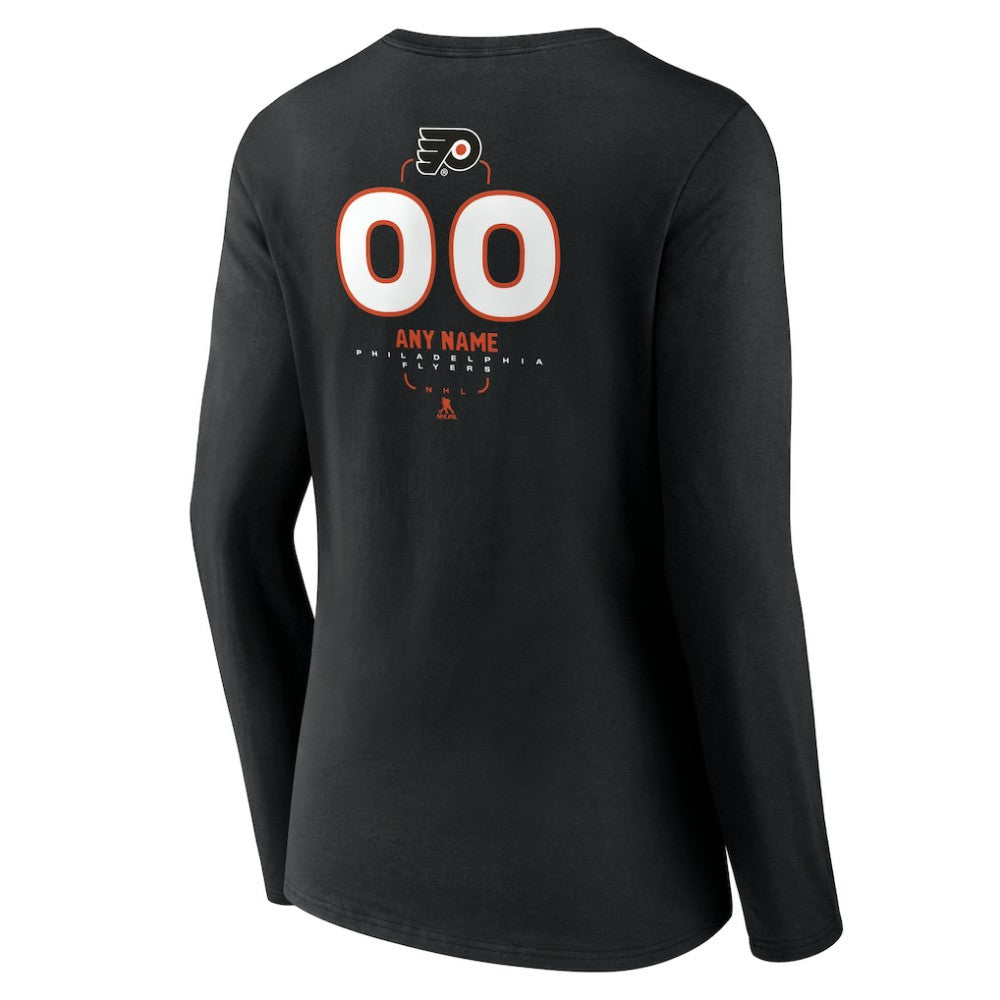 Philadelphia Flyers Women's Personalized Name & Number Midfielder Long Sleeve V-Neck T-Shirt Black