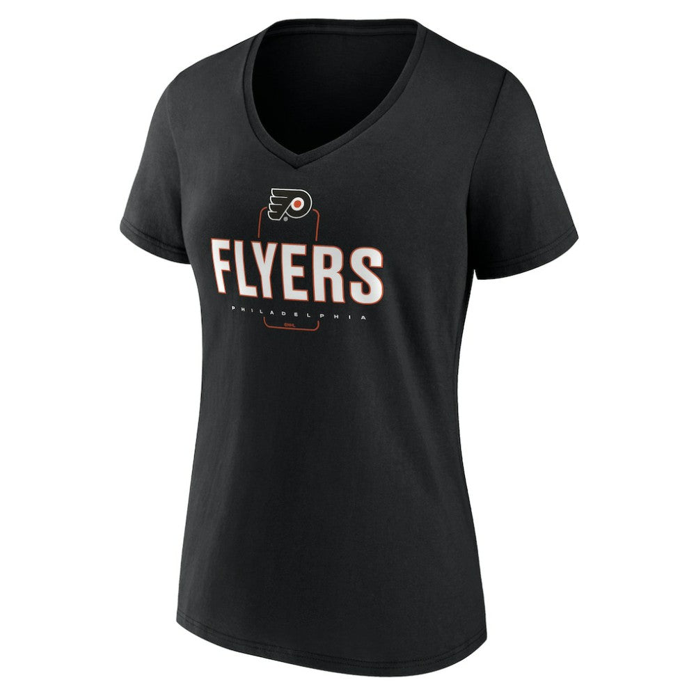 Philadelphia Flyers Women's Personalized Name & Number Midfielder V-Neck T-Shirt Black