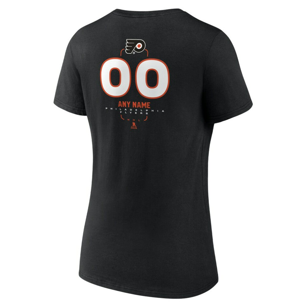Philadelphia Flyers Women's Personalized Name & Number Midfielder V-Neck T-Shirt Black