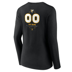 Pittsburgh Penguins Women's Personalized Name & Number Midfielder Long Sleeve V-Neck T-Shirt Black