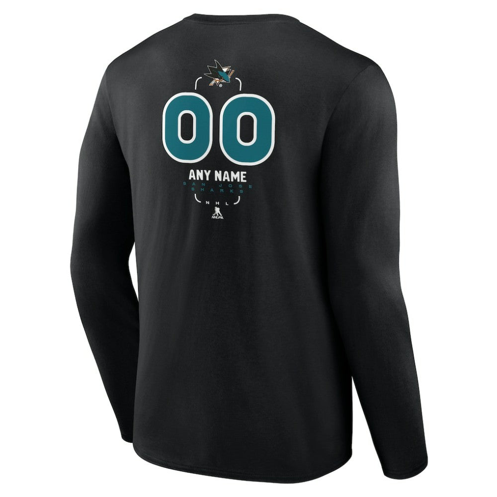 San Jose Sharks Personalized Name & Number Midfielder Long Sleeve T-Shirt Black