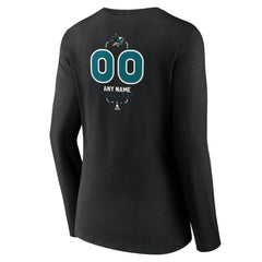 San Jose Sharks Women's Personalized Name & Number Midfielder Long Sleeve V-Neck T-Shirt Black