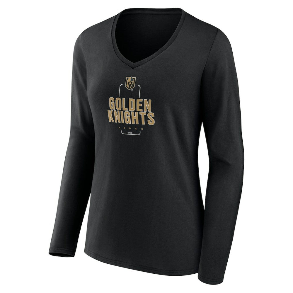 Vegas Golden Knights Women's Personalized Name & Number Midfielder Long Sleeve V-Neck T-Shirt Black