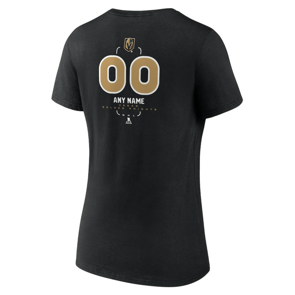 Vegas Golden Knights Women's Personalized Name & Number Midfielder V-Neck T-Shirt Black