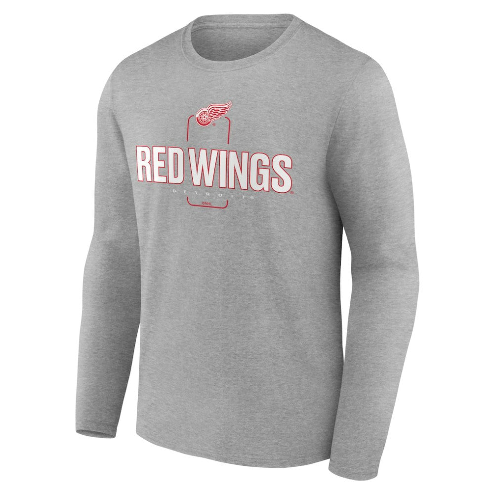 Detroit Red Wings Personalized Name & Number Midfielder Long Sleeve T-Shirt Gray