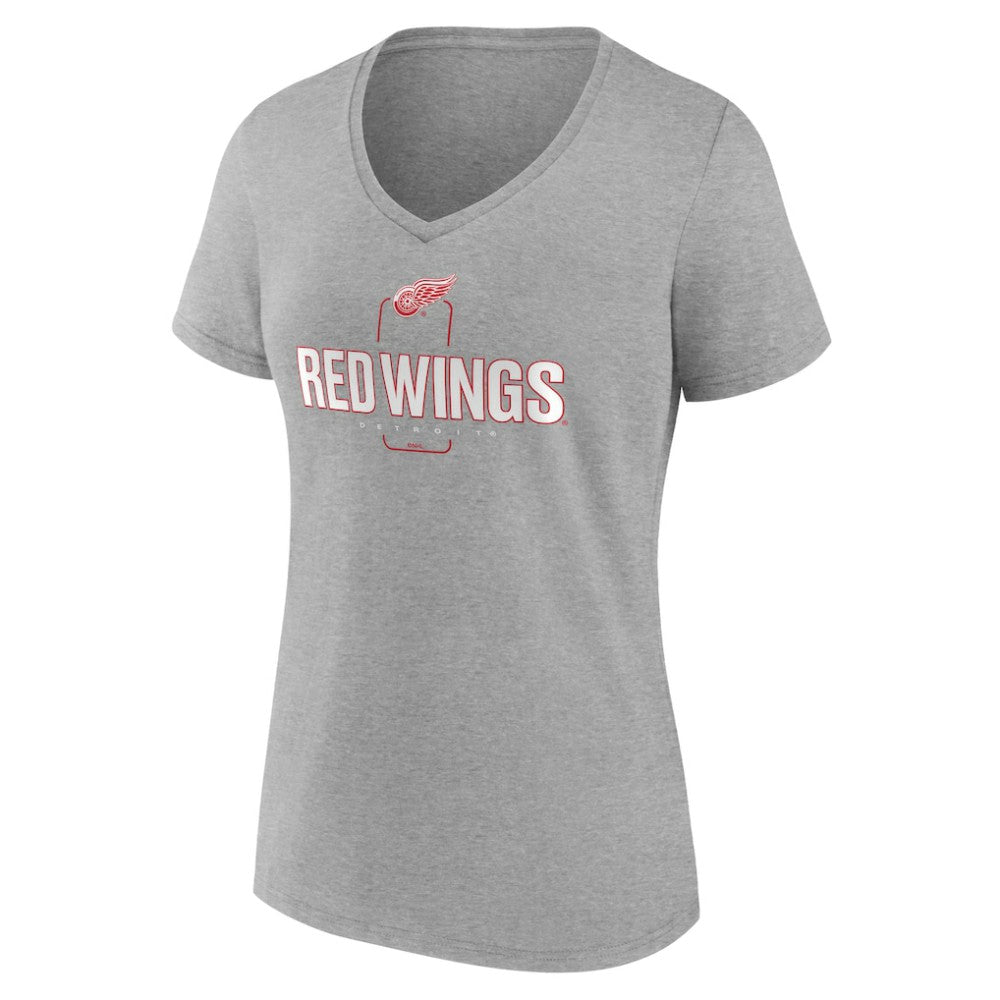 Detroit Red Wings Women's Personalized Name & Number Midfielder V-Neck T-Shirt Gray