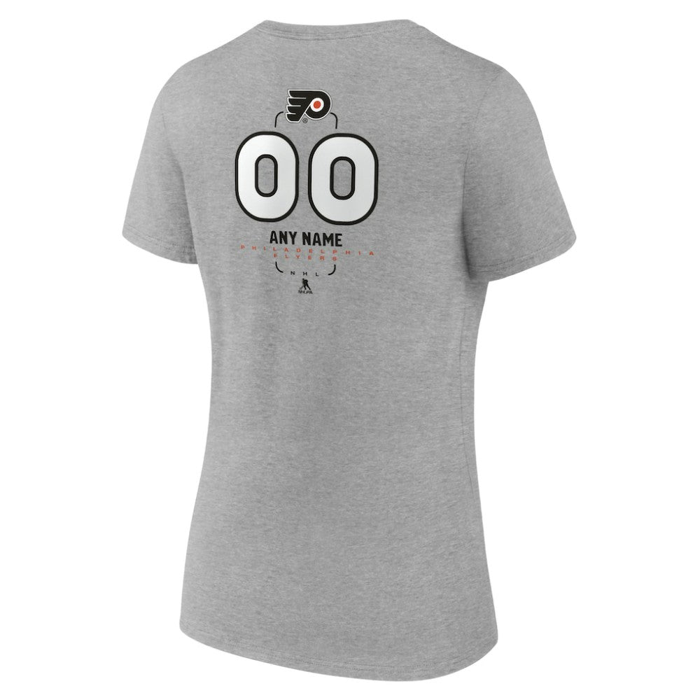 Philadelphia Flyers Women's Personalized Name & Number Midfielder V-Neck T-Shirt Gray