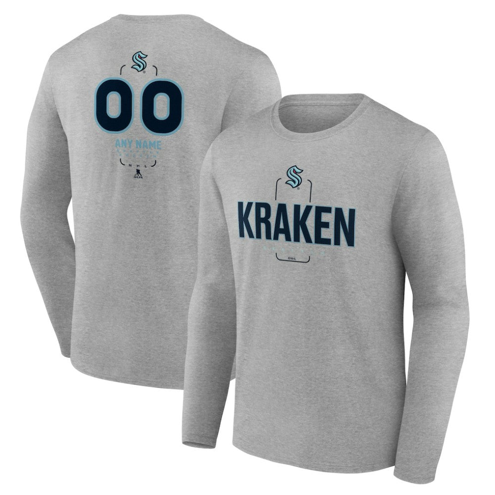 Seattle Kraken Personalized Name & Number Midfielder Long Sleeve T-Shirt Gray
