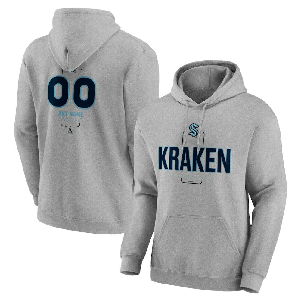 Seattle Kraken Personalized Name & Number Midfielder Pullover Hoodie Gray