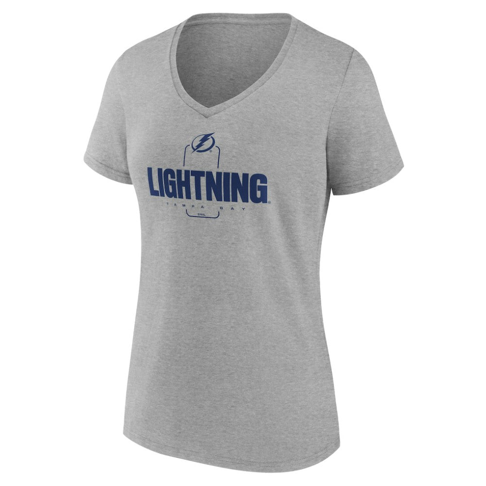 Tampa Bay Lightning Women's Personalized Name & Number Midfielder V-Neck T-Shirt Gray
