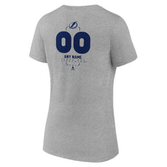 Tampa Bay Lightning Women's Personalized Name & Number Midfielder V-Neck T-Shirt Gray