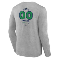 Vancouver Canucks Personalized Name & Number Midfielder Long Sleeve T-Shirt Gray