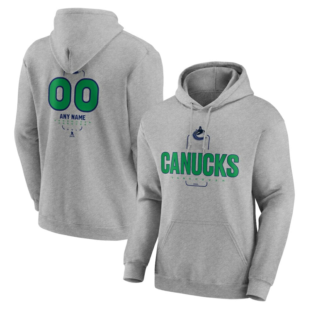 Vancouver Canucks Personalized Name & Number Midfielder Pullover Hoodie Gray