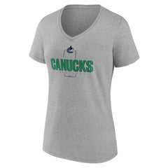 Vancouver Canucks Women's Personalized Name & Number Midfielder V-Neck T-Shirt Gray
