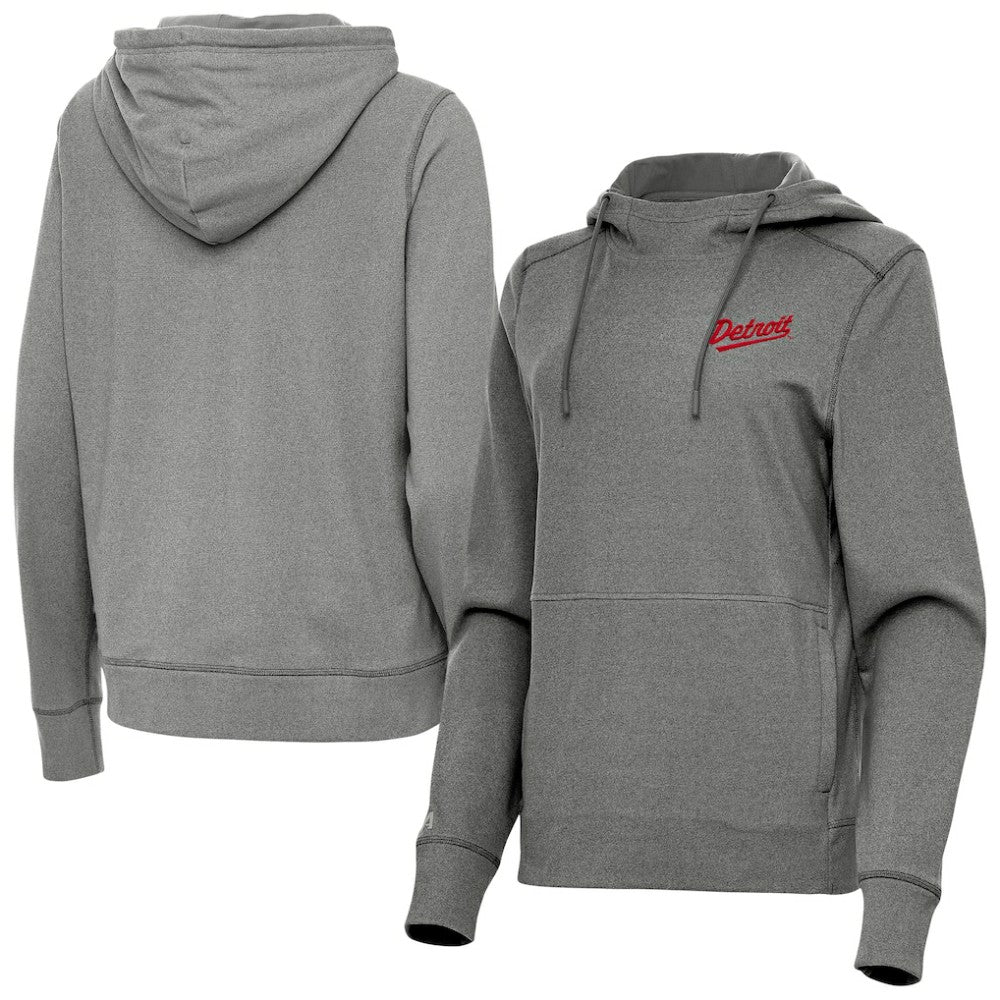 Detroit Red Wings Antigua Women's 2025 NHL Stadium Series Justice Pullover Hoodie Heather Black