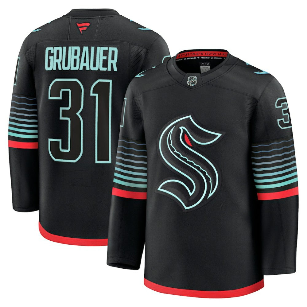 Philipp Grubauer Seattle Kraken Fanatics Alternate Premium Player Jersey Black