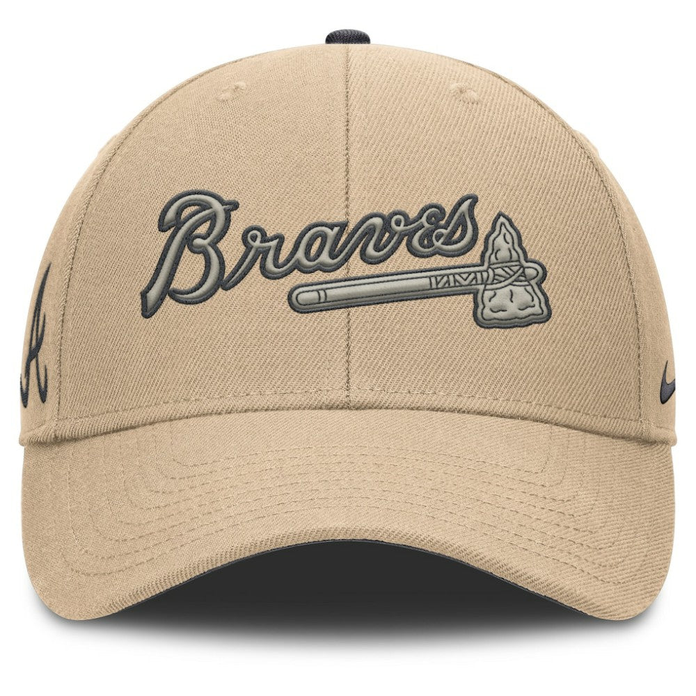 Atlanta Braves Rise Adjustable Hat Khaki | Nike
