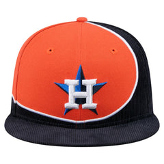 Houston Astros Retro Split Corduroy Snapback Hat Navy/Orange | New Era