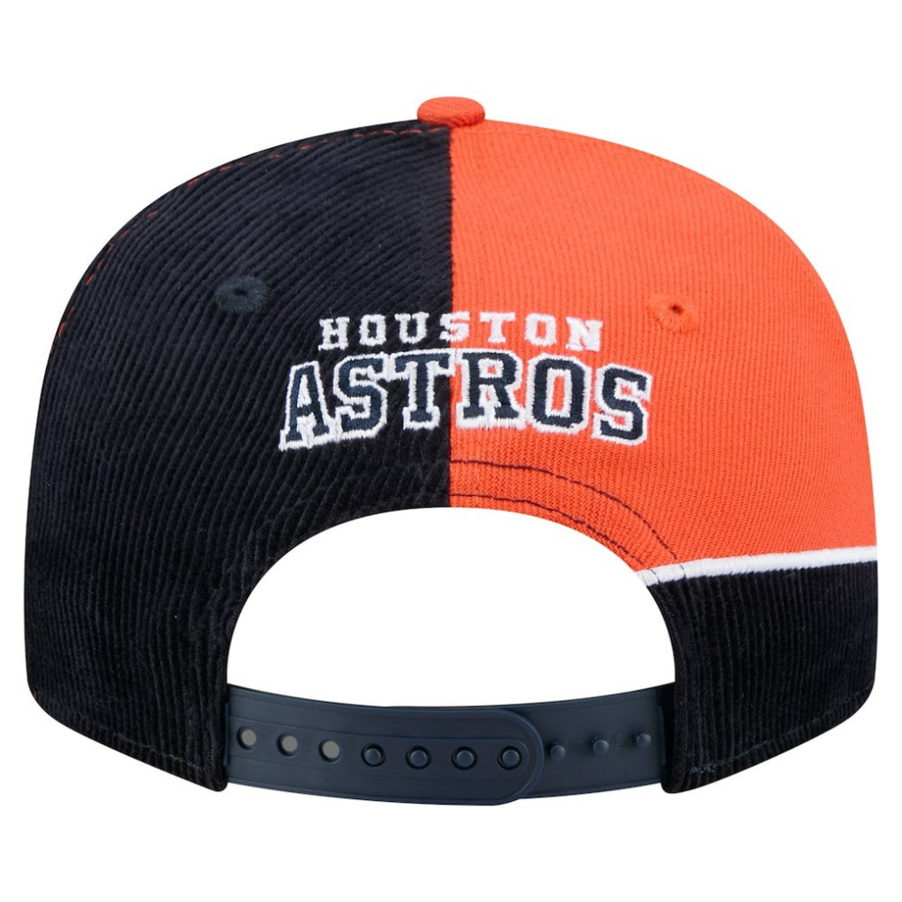 Houston Astros Retro Split Corduroy Snapback Hat Navy/Orange | New Era