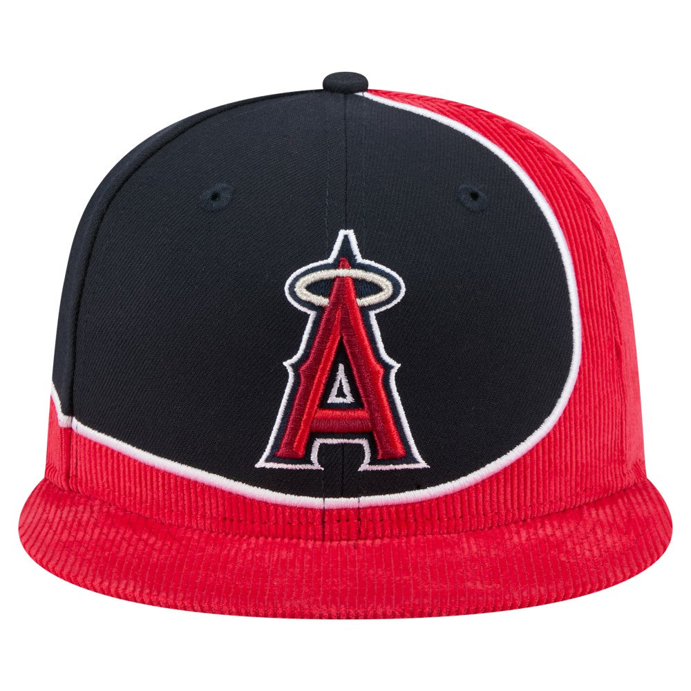 Los Angeles Angels Retro Split Corduroy Snapback Hat Red/Navy | New Era