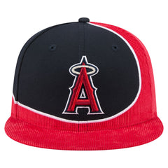 Los Angeles Angels Retro Split Corduroy Snapback Hat Red/Navy | New Era