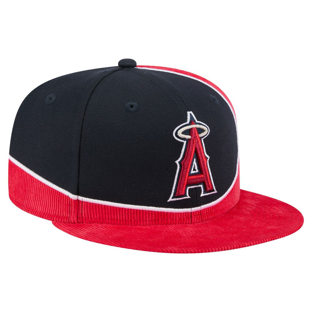 Los Angeles Angels Retro Split Corduroy Snapback Hat Red/Navy | New Era