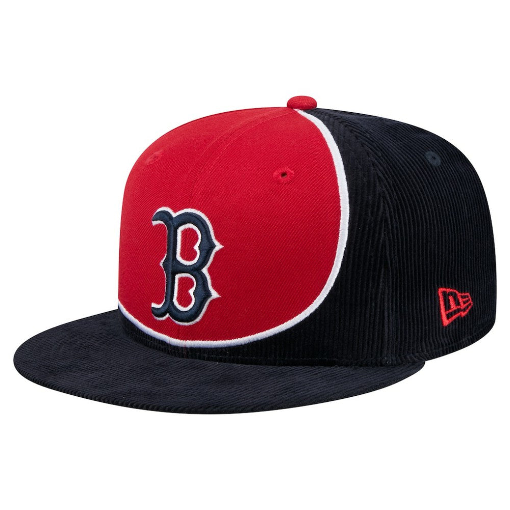 Boston Red Sox Retro Split Corduroy Snapback Hat Navy/Red | New Era