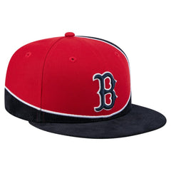 Boston Red Sox Retro Split Corduroy Snapback Hat Navy/Red | New Era