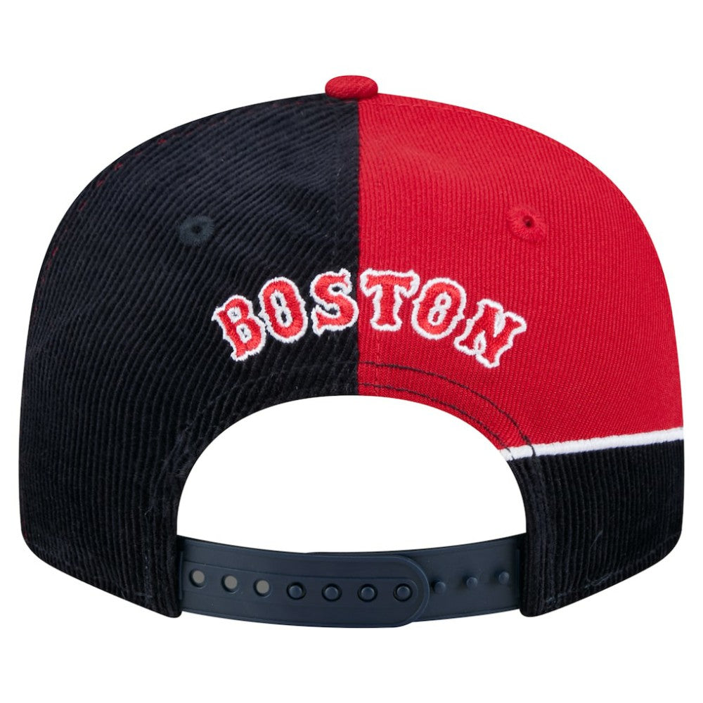 Boston Red Sox Retro Split Corduroy Snapback Hat Navy/Red | New Era