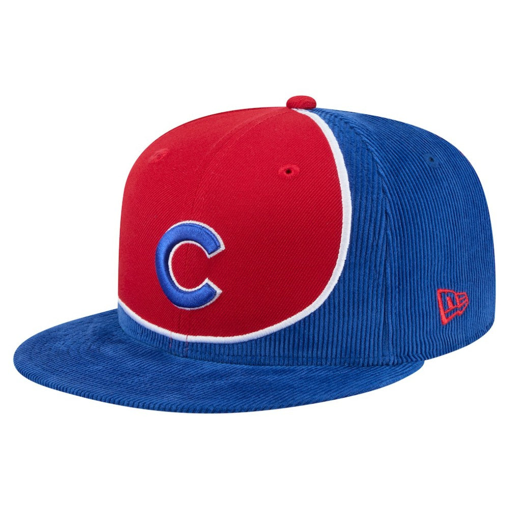 Chicago Cubs Retro Split Corduroy Snapback Hat Royal/Red | New Era