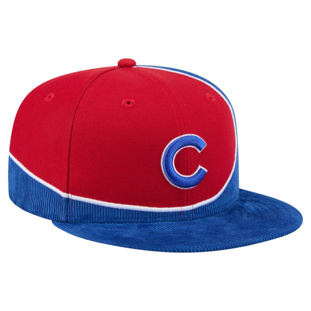 Chicago Cubs Retro Split Corduroy Snapback Hat Royal/Red | New Era