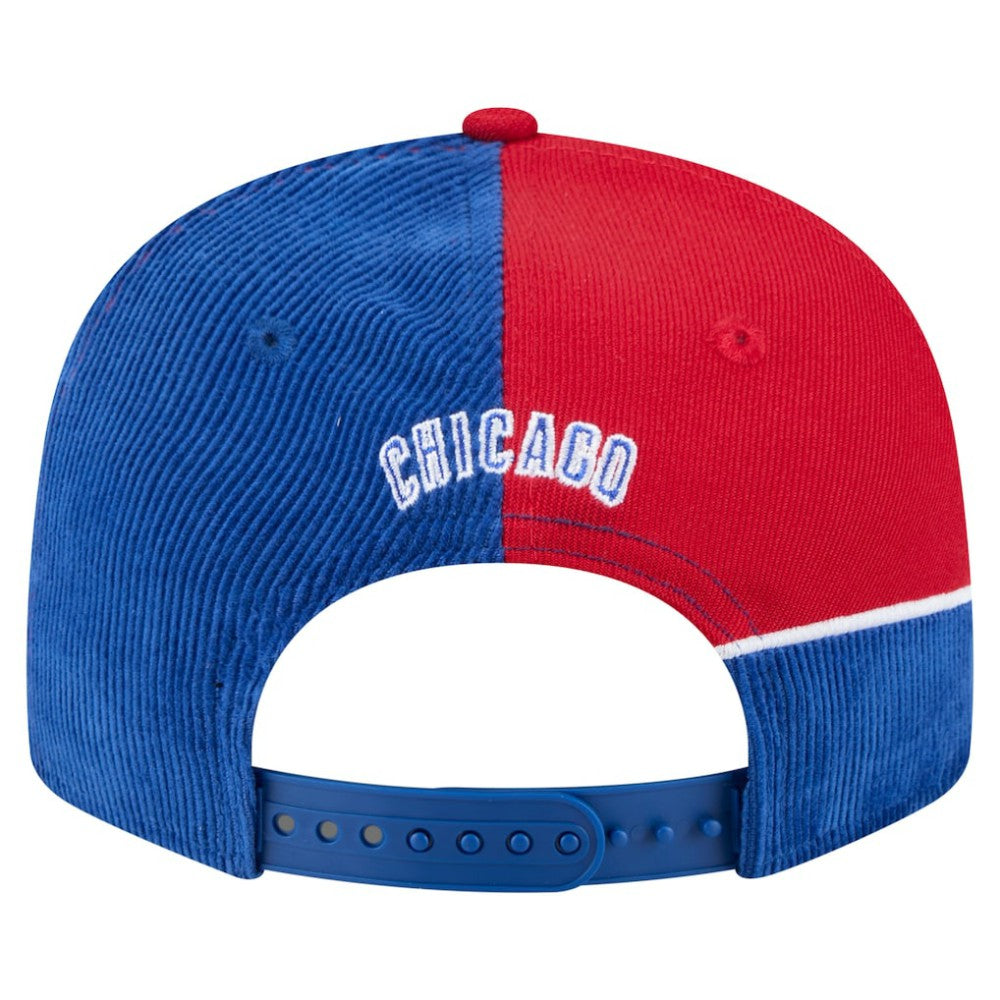 Chicago Cubs Retro Split Corduroy Snapback Hat Royal/Red | New Era