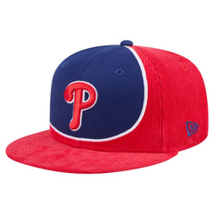 Philadelphia Phillies Retro Split Corduroy Snapback Hat Red/Royal | New Era