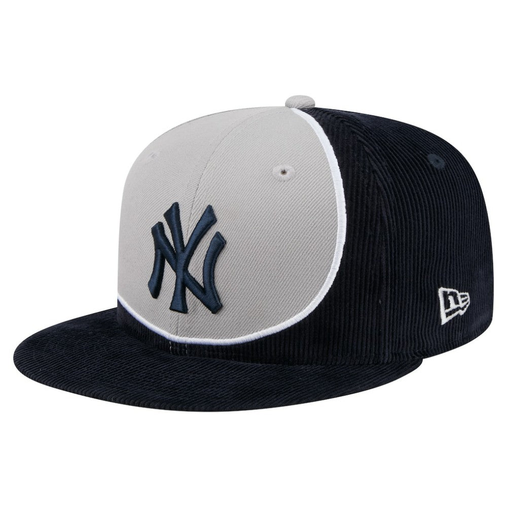 New York Yankees Retro Split Corduroy Snapback Hat Navy/Gray | New Era