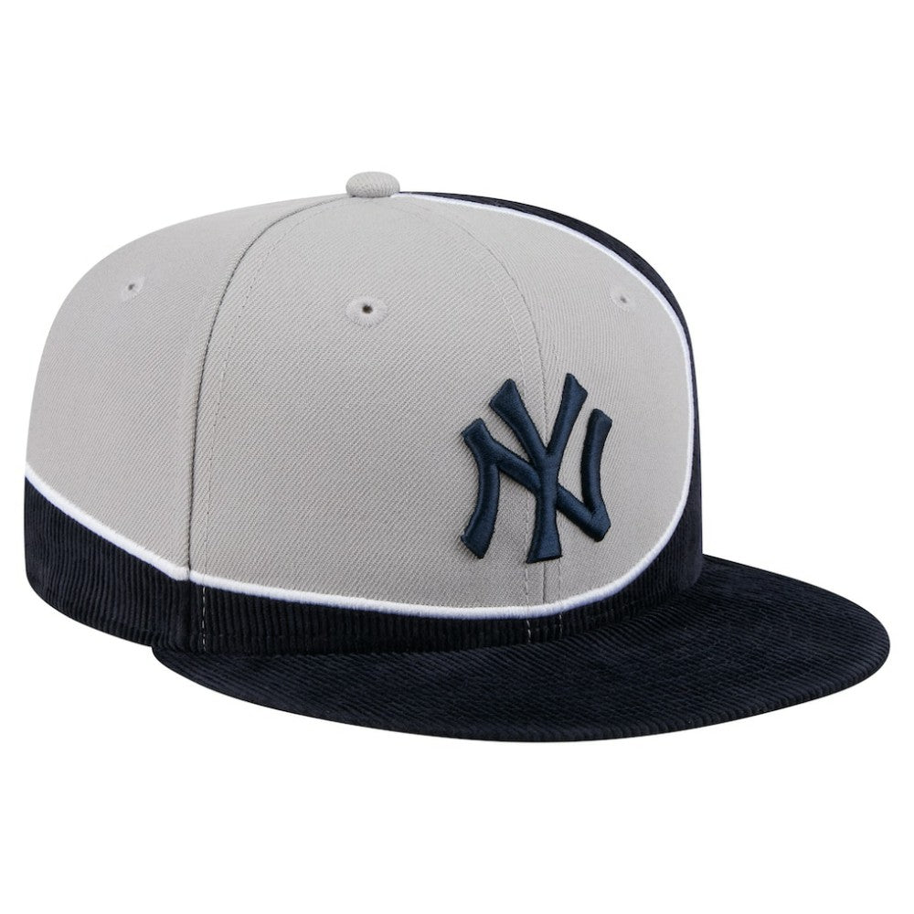 New York Yankees Retro Split Corduroy Snapback Hat Navy/Gray | New Era