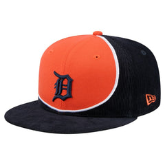 Detroit Tigers Retro Split Corduroy Snapback Hat Navy/Orange | New Era