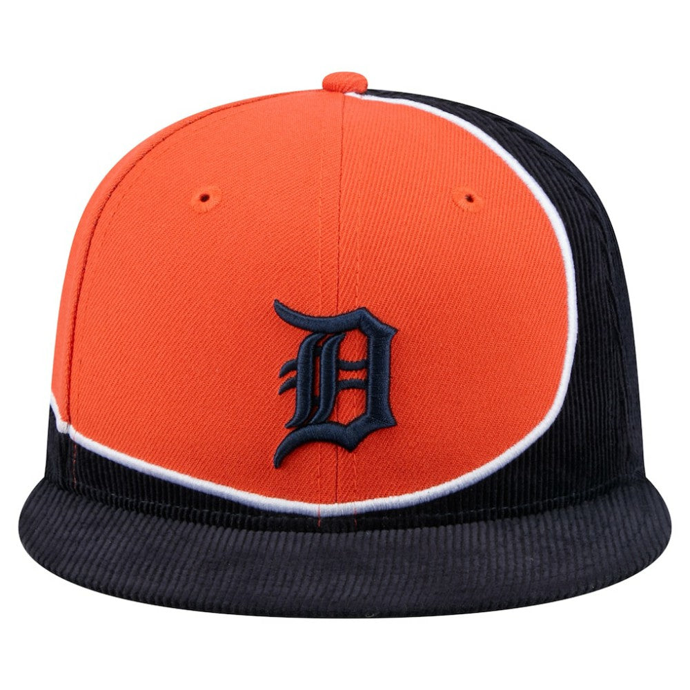 Detroit Tigers Retro Split Corduroy Snapback Hat Navy/Orange | New Era