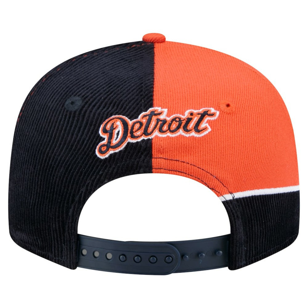 Detroit Tigers Retro Split Corduroy Snapback Hat Navy/Orange | New Era