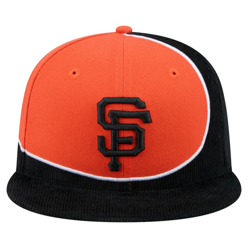 San Francisco Giants Retro Split Corduroy Snapback Hat Black/Orange | New Era