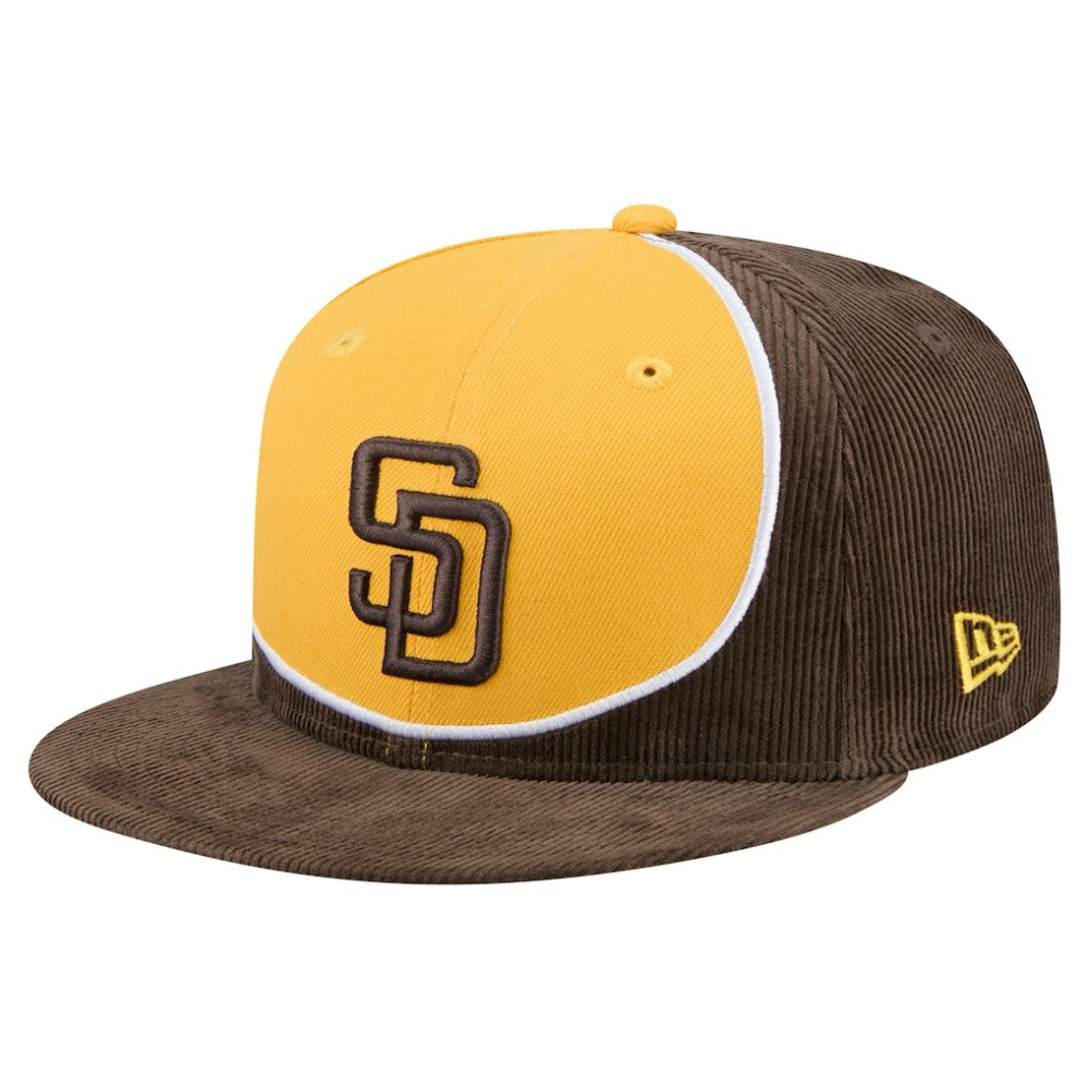 San Diego Padres Retro Split Corduroy Snapback Hat Brown/Gold | New Era