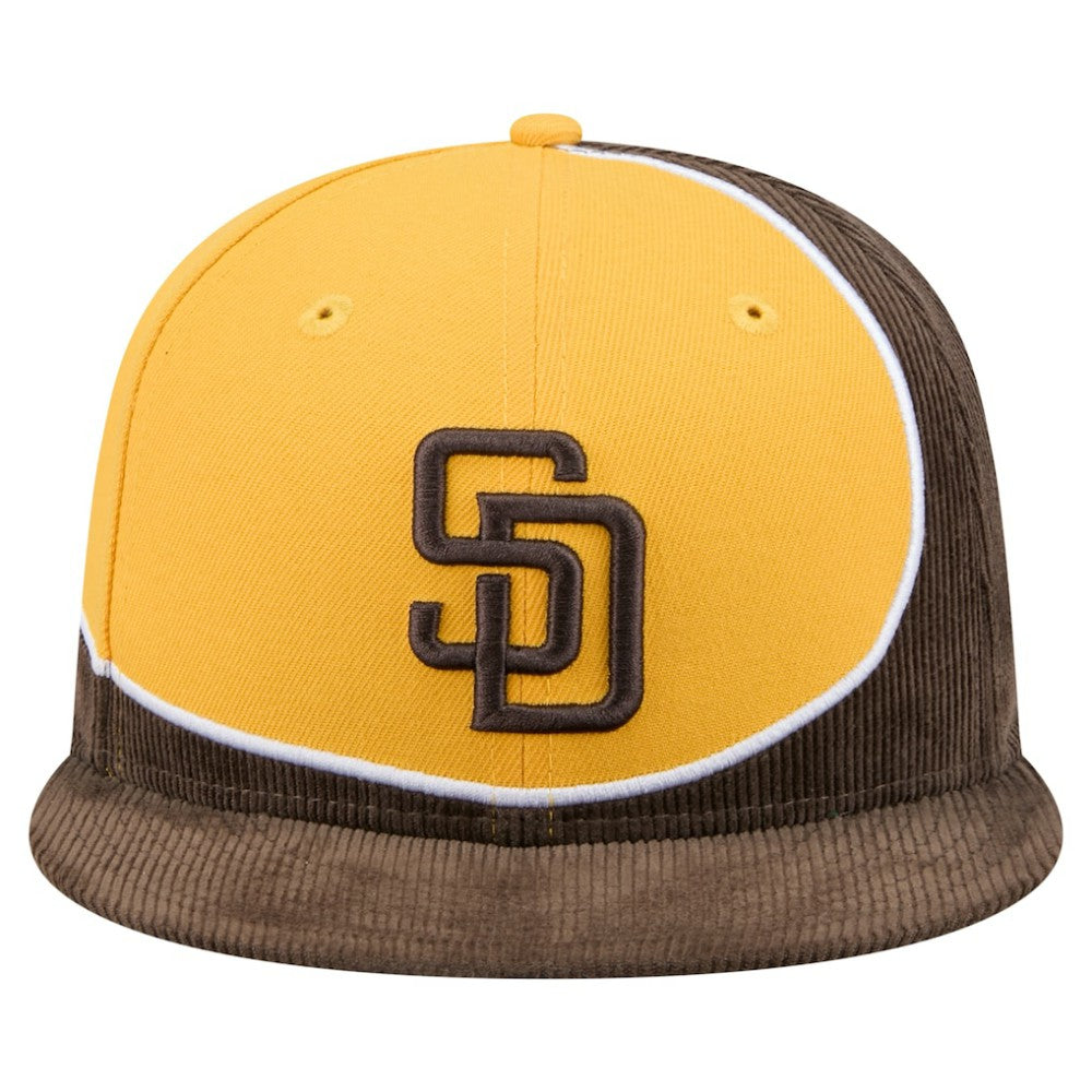 San Diego Padres Retro Split Corduroy Snapback Hat Brown/Gold | New Era