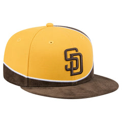 San Diego Padres Retro Split Corduroy Snapback Hat Brown/Gold | New Era