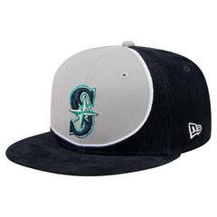 Seattle Mariners Retro Split Corduroy Snapback Hat Navy/Gray | New Era